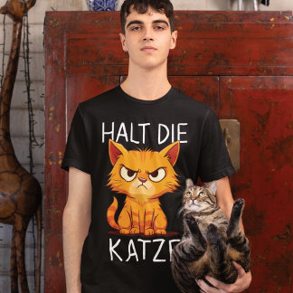 Halt die Katze Wütende Katzencartoon Tシャツ