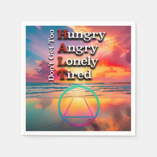 HALT Recovery Slogan Sunrise スタンダードカクテルナプキン (正面)