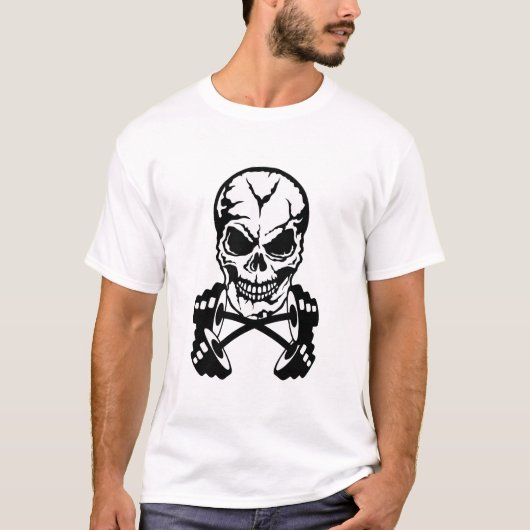 haltere musculation tete de mort bodybuilding skul tシャツ (正面)
