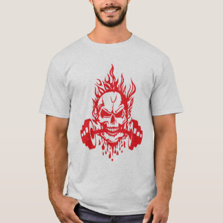 haltere_musculation_tete_mort_flamme_sang_goutte_s tシャツ