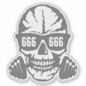 haltere tete de mort 666 musculation bodybuilding シール (正面)