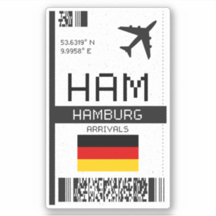 HAMハンブルグボーディングパス – ドイツ旅行 シール