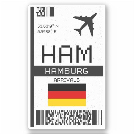 HAMハンブルグボーディングパス – ドイツ旅行 シール (正面)
