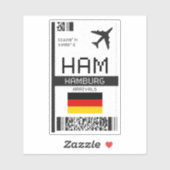 HAMハンブルグボーディングパス – ドイツ旅行 シール (シート)