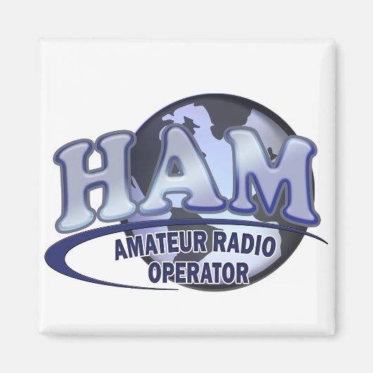 HAMロゴブルーアマチュアラジオのオペレーター マグネット (正面)