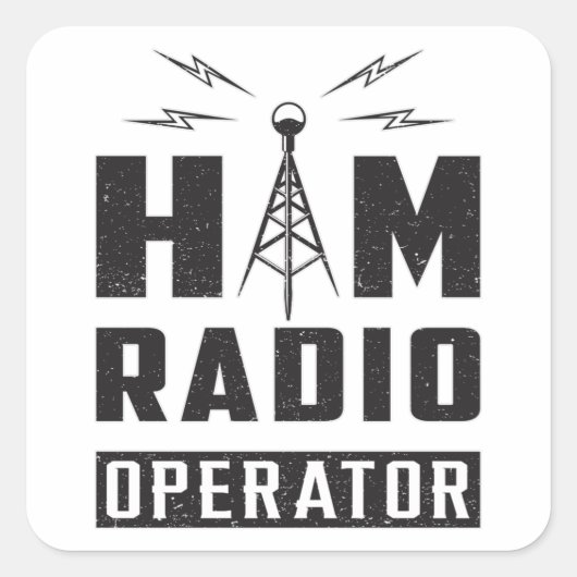 HAM無線アマチュア周波数オペレータアンテナギフト スクエアシール (正面)
