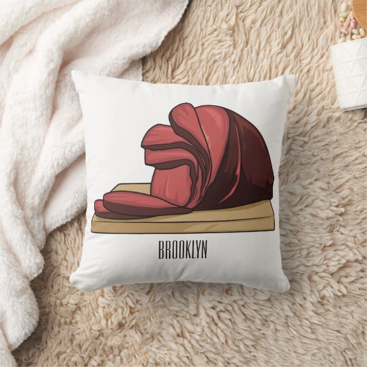 Ham cartoon illustration  クッション (ブランケット)