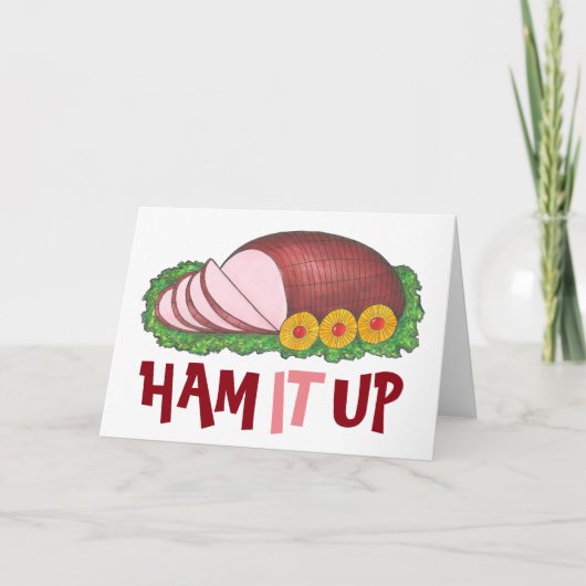HAM IT UPホリデークリスマスディナーおもしろいクリスマスカード シーズンカード (正面)
