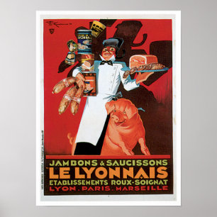 Ham Le Lyonnais Frenchの食糧ヴィンテージの広告の芸術 ポスター