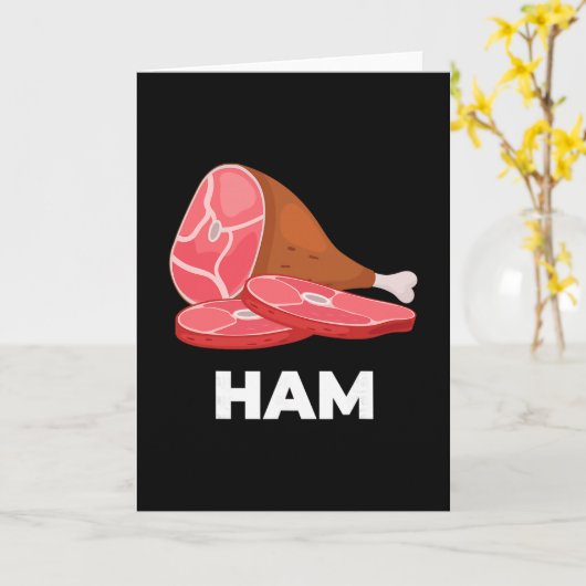 Ham Matching Dishes Food Costumes Christmas Thanks カード (黄色い花)