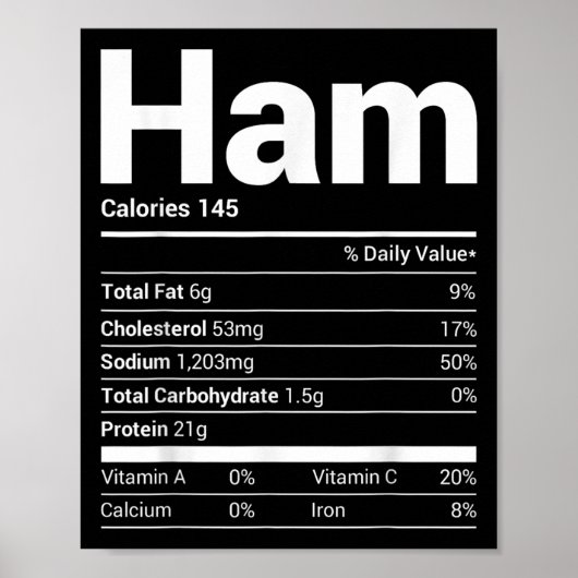 Ham Nutrition Facts Family Matching Christmas Cost ポスター (正面)