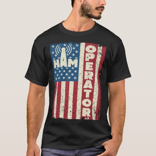 Ham Operator US Flag America Radio 1 Tシャツ (正面)