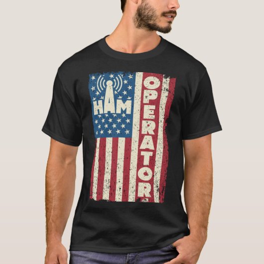Ham Operator US Flag America Radio 1 Tシャツ (正面)