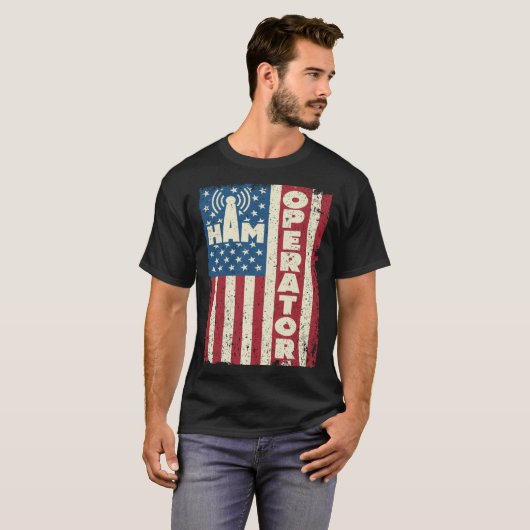 Ham Operator US Flag America Radio 1 Tシャツ (正面フル)