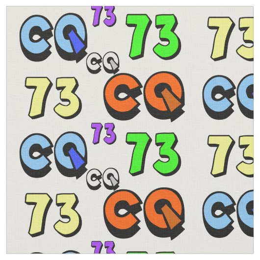 Ham Radio Fabric 73およびCQ ファブリック (クローズアップ)