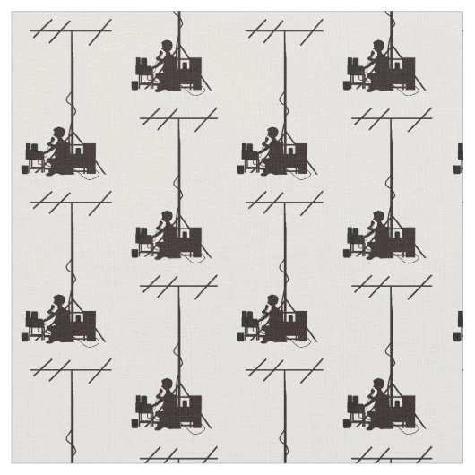 Ham Radio Operatorシルエット生地 ファブリック (クローズアップ)