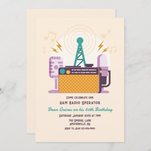 Ham Radio Operator誕生日 招待状 (正面/裏面)