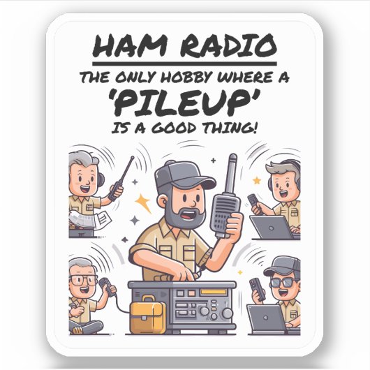 Ham Radio Operator よくはしゃぐ Cartoonホブおもしろいー シール (正面)