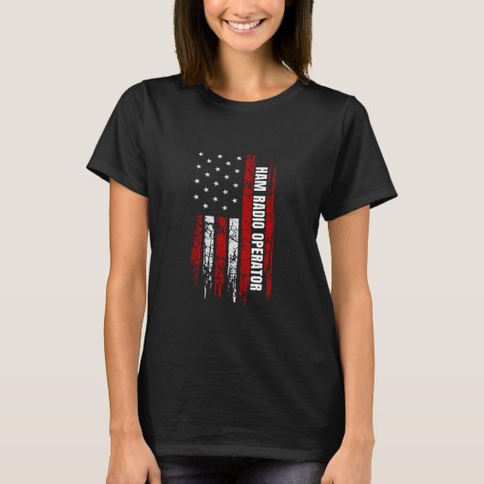 Ham Radio Operator American USA Flag Amateur Radio Tシャツ (正面)