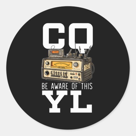 Ham Radio Operator Morse Code Antenna Radiactiviti ラウンドシール (正面)