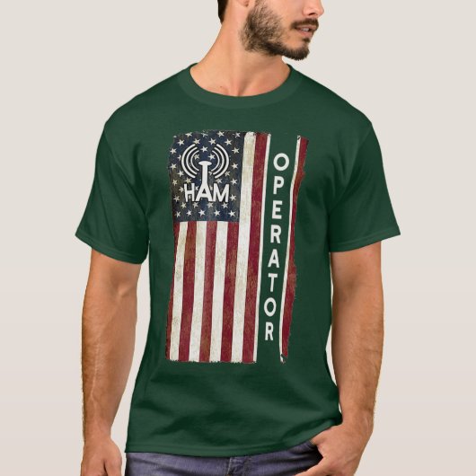 Ham Radio Operator Shirt 7月4日アメリカ国旗 Tシャツ (正面)