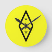 HAM Radio Operator Symbol International Yellow ラウンド壁時計 (正面)