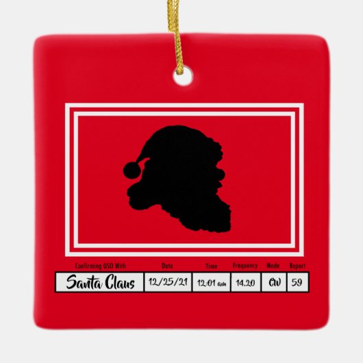 Ham Radio QSLカードクリスマスオーナメント セラミックオーナメント (正面)