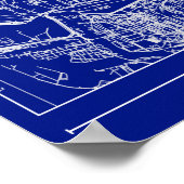 Hamburg Blueprint City Map Poster Minimal Wall Art ポスター (角)