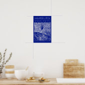 Hamburg Blueprint City Map Poster Minimal Wall Art ポスター (キッチン)