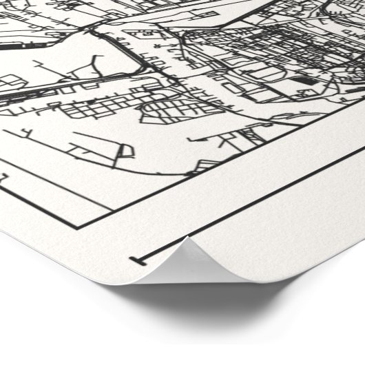 Hamburg Charcoal City Map Poster Minimal Germany ポスター (角)