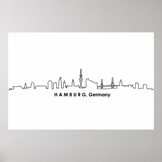 HAMBURG Elbe Germany City Skyline Silhouette ポスター (正面)