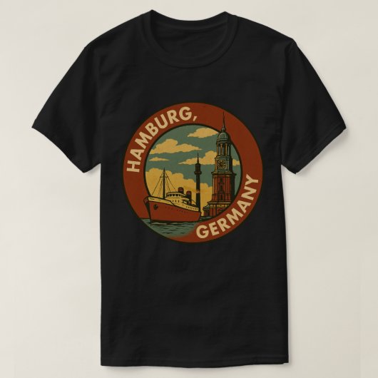 Hamburg German Port City Tシャツ (デザイン正面)