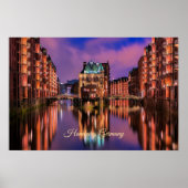 Hamburg, Germany at Night ポスター (正面)