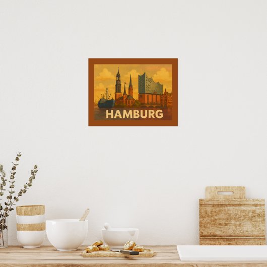 Hamburg Germany City Art ポスター (キッチン)