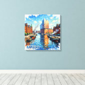 Hamburg Harbor Light Reflections Canvas Art キャンバスプリント (インサイチュ (ウッドフロア))