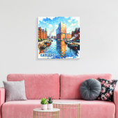 Hamburg Harbor Light Reflections Canvas Art キャンバスプリント (インサイチュ (リビング))