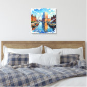 Hamburg Harbor Light Reflections Canvas Art キャンバスプリント (インサイチュ (寝室))