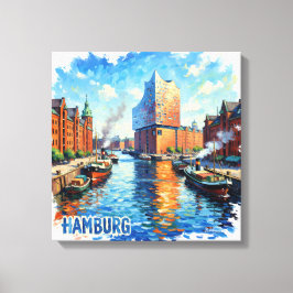 Hamburg Harbor Light Reflections Canvas Art キャンバスプリント