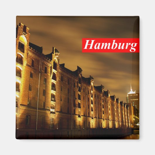Hamburg - Speicherstadt bei Nacht - Magnet マグネット (正面)