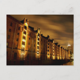 Hamburg - Speicherstadt bei Nacht - Postkarte ポストカード