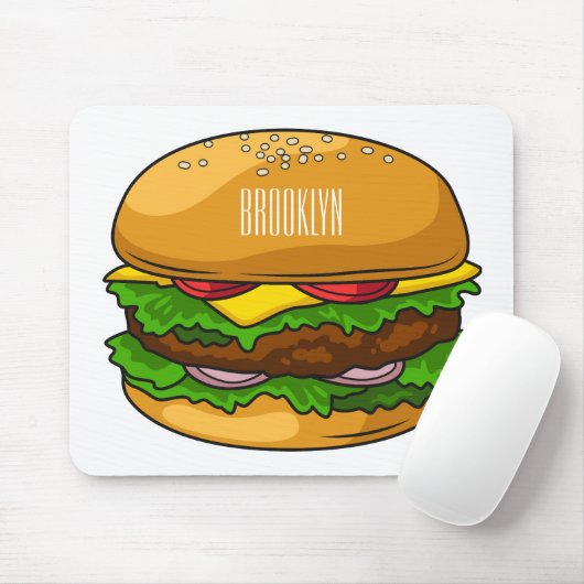 Hamburger cartoon illustration マウスパッド (マウス)