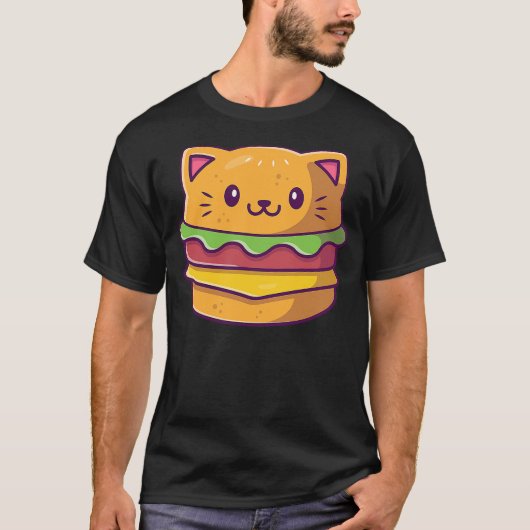 Hamburger Cat Catburger Funny Burger Cat Lover Foo Tシャツ (正面)