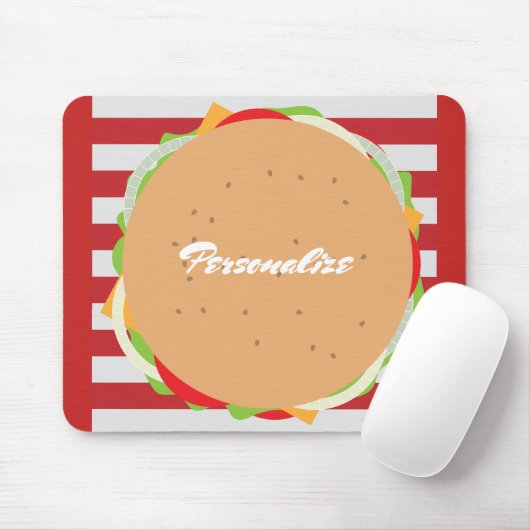 Hamburger cheeseburger cute cafe マウスパッド (マウス)