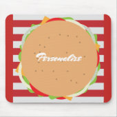 Hamburger cheeseburger cute cafe マウスパッド (正面)