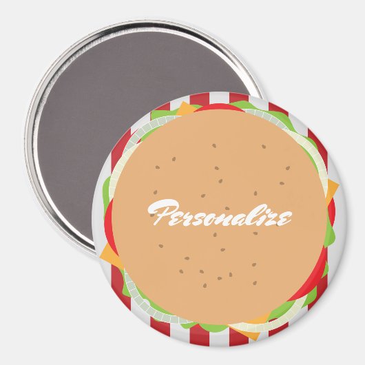 Hamburger cheeseburger cute cafe マグネット (正面/裏面)