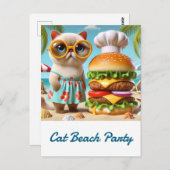 Hamburger for Beach Party for Cat Lovers ポストカード (正面/裏面)