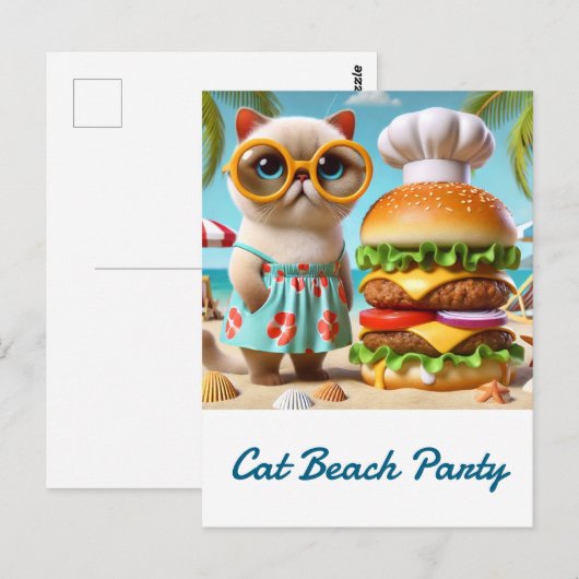 Hamburger for Beach Party for Cat Lovers ポストカード (正面/裏面)