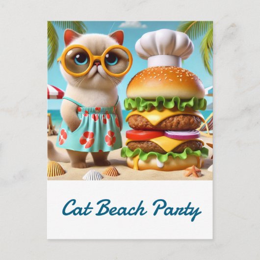 Hamburger for Beach Party for Cat Lovers ポストカード (正面)