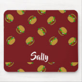 Hamburger pattern on maroon マウスパッド (正面)