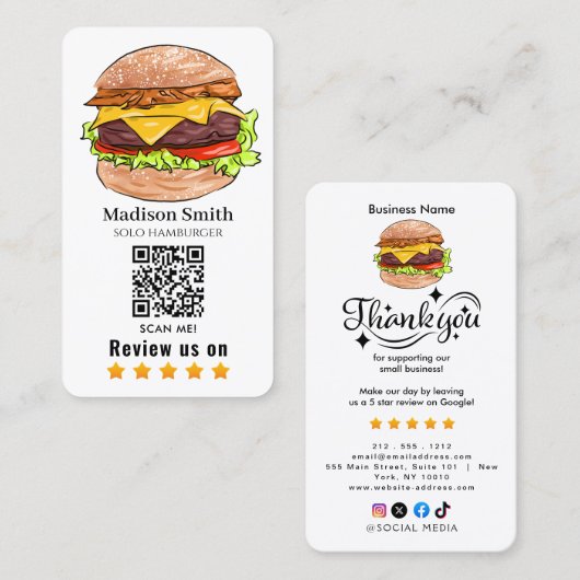 hamburger  review QR Code  名刺 (正面/裏面)